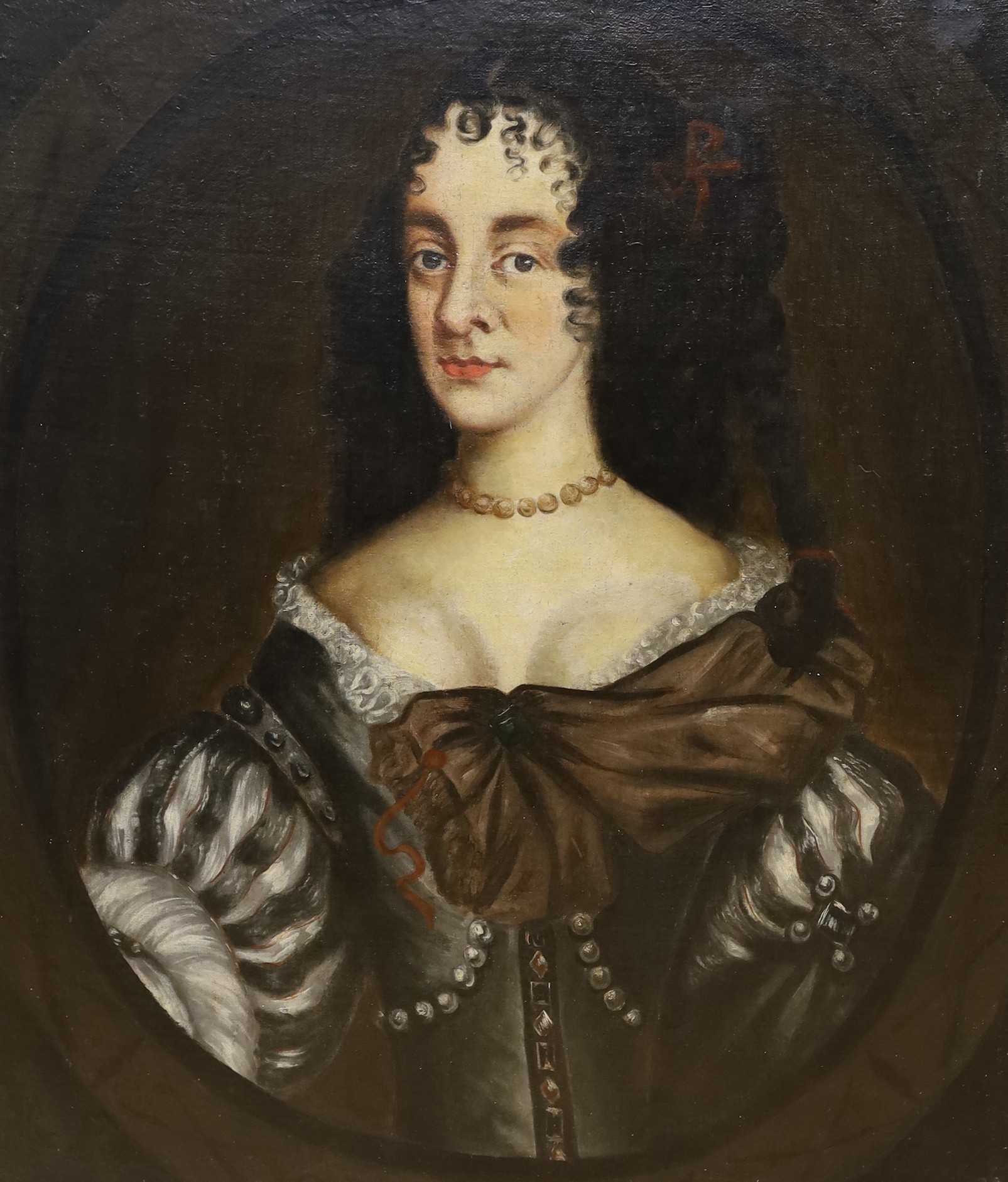 Late 17th century English School, oil on canvas, Portrait of a lady, thought to be Henrietta Maria, 78 x 66cm
